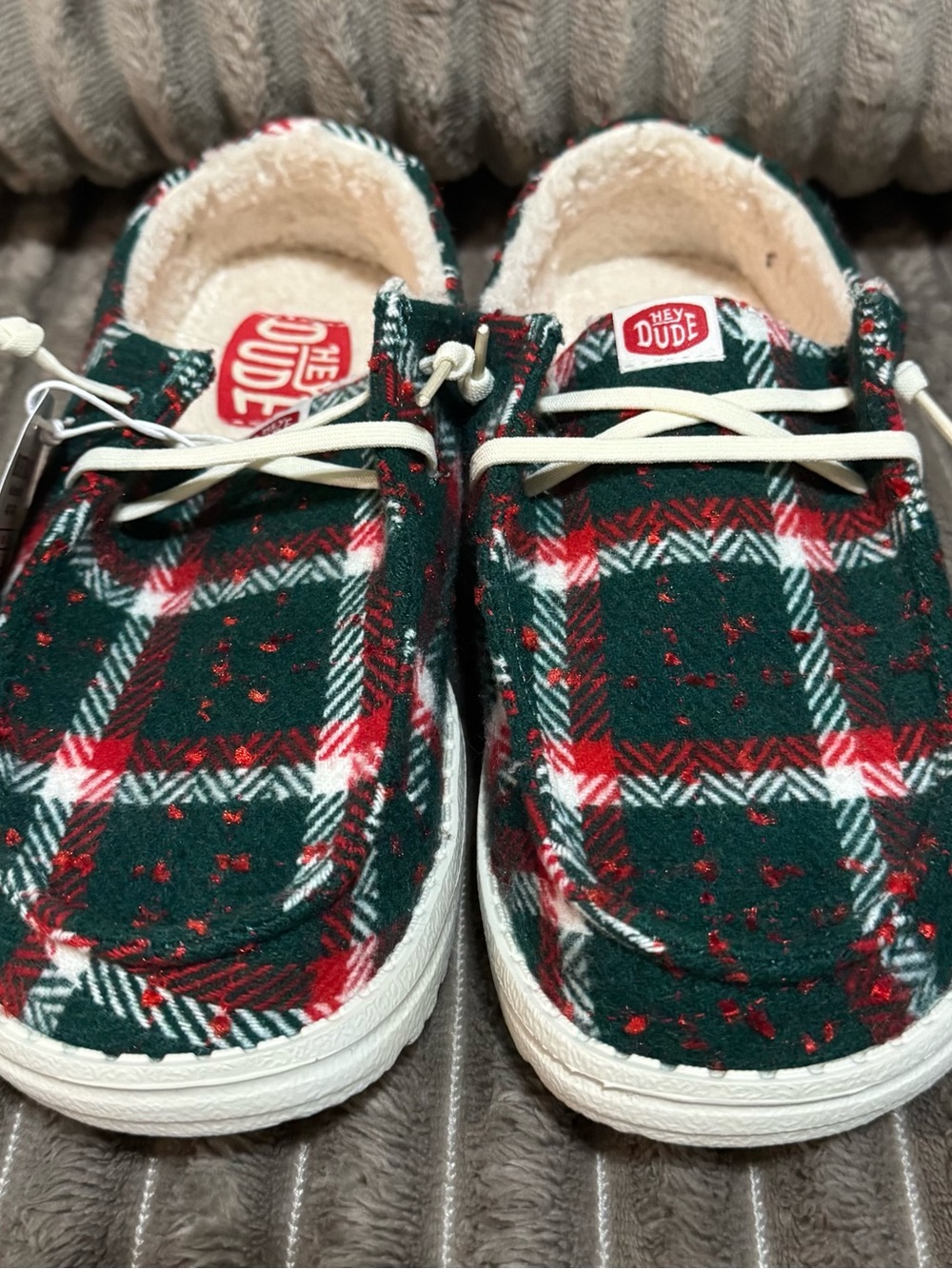 HEYDUDE Wendy Confetti Plaid Christmas Collection Shoes for Women